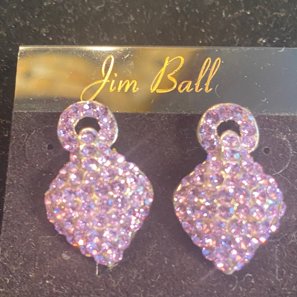 Jim Ball Lavender Crystal Drop Earrings
